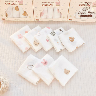 [MONONA] Set 5 Khăn Sữa Sợi Tre Organic 4 Lớp Cao Cấp, Mềm Mại, Thấm Hút Tốt Cho Bé KT 30*30cm