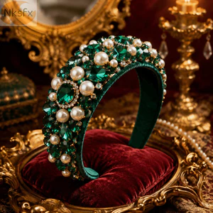 Băng đô kim cương giả NKSFX, Kẹp tóc Baroque Full Headband, Phụ kiện tóc Máy khoan màu sáng bóng đầy màu sắc Phụ kiện tóc lấp lánh Vòng ban nhạc Tiệc tối
