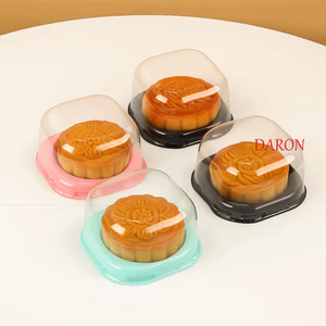 DARON 50 Khay Đóng Gói Bánh Trung Thu, Hộp Bánh Trung Thu Tự Làm Vuông, Nhựa Bền Có Nắp Trong Suốt Chống Bụi Trứng-Yolk Puff Bao Bì Khay Thương Mại