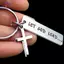 HFTOY Let Lead · · · · · Móc khóa bằng thép không gỉ Faith Cross, Móc chìa khóa tôn giáo Vòng ví Túi Bapa Charm Quà tặng hàng ngày ~