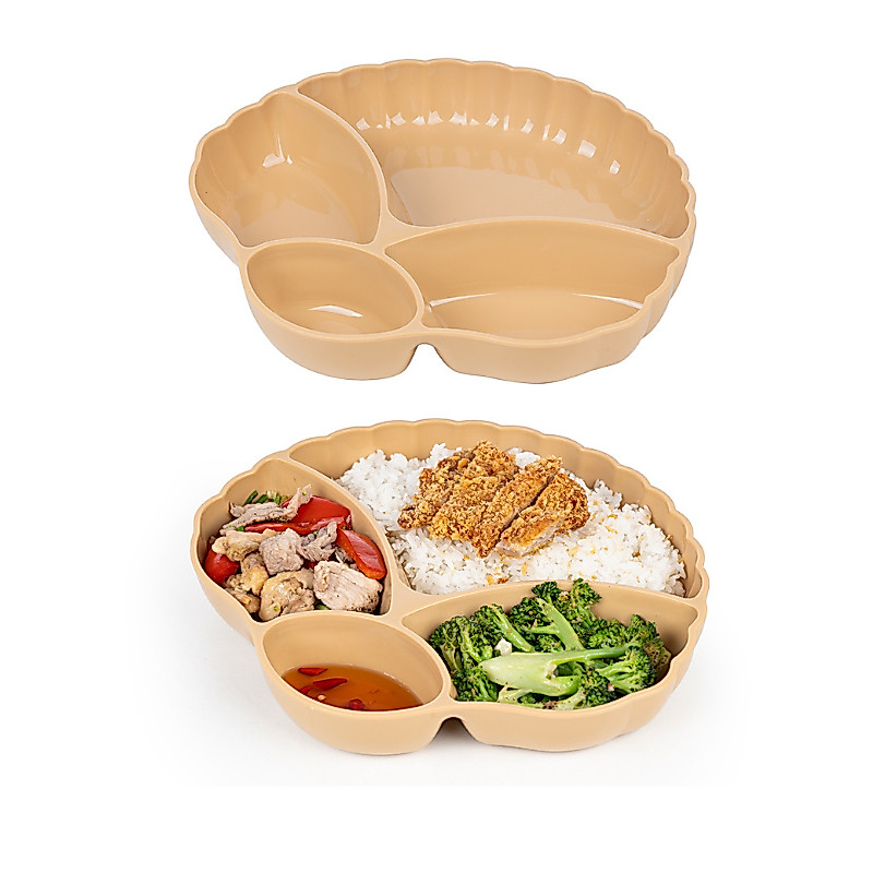 Khay cơm sò 4 ngăn Việt Nhật (mã 5608) - Khay bày biện thức ăn cho bé, trường học, quán ăn, nhà hàng tiện dụng, đẹp mắt