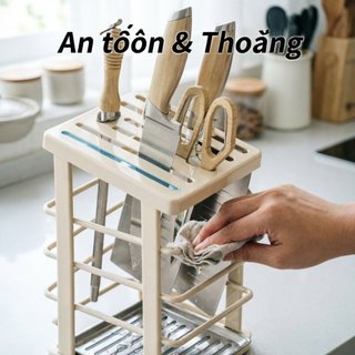 Giá đỡ dao bằng thép không gỉ Khay thoát nước rỉ sét Nhà bếp Quầy lưu trữ dao kéo
