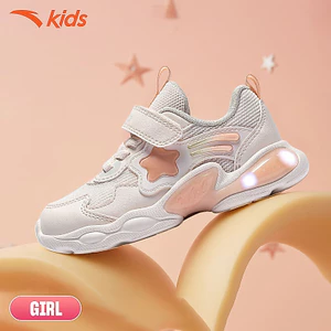 ANTA Kids Flash Shoes Giày Tập Đi Bé gái 3225D0006 Size 22-27 Phát Sáng, Thoải Mái Vận Động, Đàn Hồi