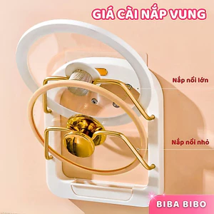 Giá cài nắp vung xoong nồi chịu lực kèm miếng dán tường, Gía cài nắp xoong chịu lực lên đến 20KG