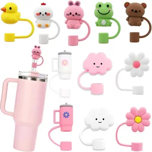 Hoạt Hình Mới Động Vật Thỏ Gấu Trúc 3D Ba Chiều Mũ Rơm Chống Bụi Cắm Ống Hút Thích Hợp Cho 10 Mm Ống Hút Phụ Kiện 9PZ1