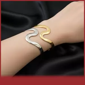 Cá tuyết hình dạng sóng mở Cuff Vòng đeo tay tối giản đồ trang sức thanh lịch cho phụ nữ