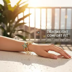 PNPIA- Boho Men Sao Biển Vỏ Vòng Tay Cho Nữ Sao Biển Lớn Mở Vòng Tay Mùa Hè Đi Biển Kỳ Nghỉ Trang Sức Quà Tặng