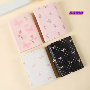Ví đựng tiền xu SAMO, Ví nữ màu hồng bằng da PU, Túi Photocard nơ hoa ngọt ngào ngoài trời