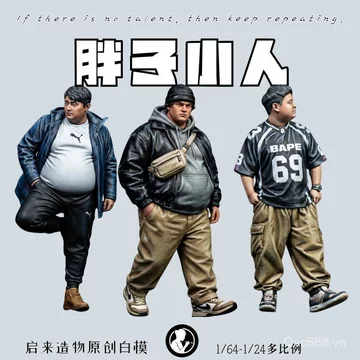 Qilai Sáng Tạo Ban Đầu Fat Man Nhân Vật Phản Diện Chủ Đề Đặc Biệt Thành Phố Hiện Đại Nhìn Phố Cát Bàn Hình Mô Hình Mô Phỏng Thu Nhỏ Mô Hình Trắng 6MLX