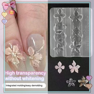 [beautifulhome] 1 / 3 Khuôn khắc móng tay Hoa Lily 3D Silicone Hawaii Hoa dâm bụt Cánh hoa Mẫu mô hình Dụng cụ làm móng trong suốt [làm đẹp]