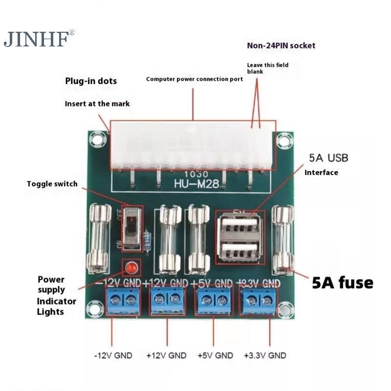 JINHF 1 Bộ Chuyển Đổi Nguồn Điện Cung Cấp Mô Đun Kiểm Tra Nguồn Điện Mạch Ổ Cắm Mô Đun HU-M28W Máy Tính Để Bàn Điện ATX Chuyển Ban HOT