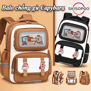 Balo Chống Gù Capybara Đáng Yêu, Đệm Lưng 3D Thoáng Khí, Dung Tích Lớn,Chống Nước, Cho Bé 5-15 Tuổi