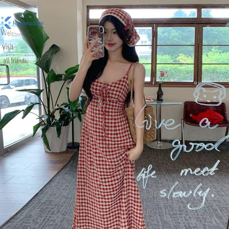 Kudosation Ngọt Ngào Thời Trang Kẻ Sọc Lưng Đầm Gợi Cảm Dây Rời Mùa Hè Boho Ngày Lễ Nữ Đầm Maxi