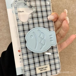 Ốp Điện Thoại Thích Hợp Cho iPhone Kẻ Sọc Taiyaki Giá Đỡ 17 / 16 / 15promax / 14 Phong Cách Mới 13 / 12 / 11pro Niche xsmax / xr Sáng Tạo Chống Sốc Lỗ Lớn Bao Gồm Tất Cả Vỏ Bảo Vệ JDEN