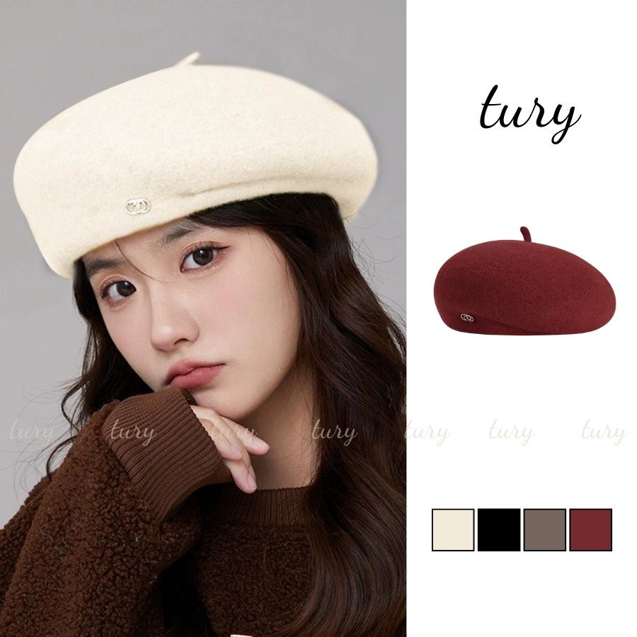 Mũ Beret Nữ - Tury - Mũ nồi nữ đẹp đính logo kim loại - MN018
