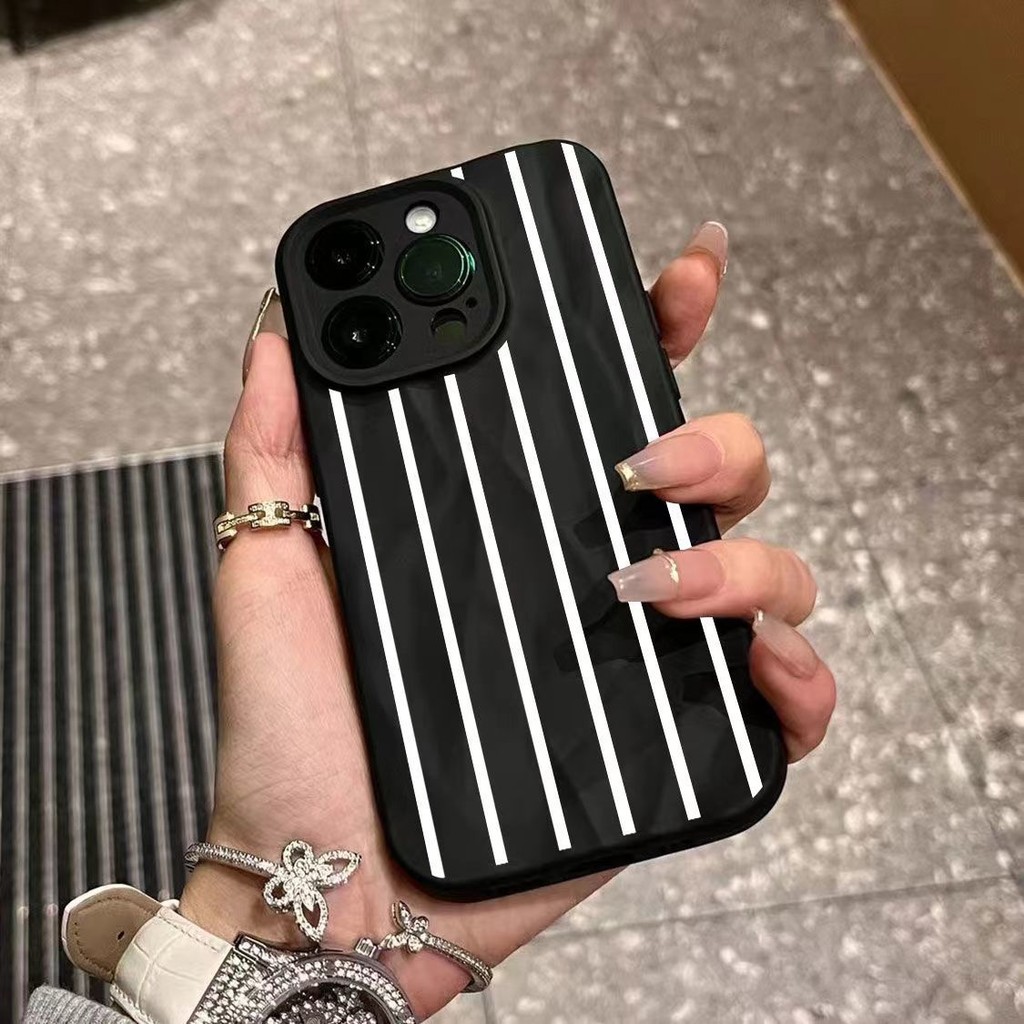 Sọc dọc màu đen trắng đơn giản Thích hợp cho iPhone15PROMAX Vỏ điện thoại Apple 14 Chống sốc 11 / 12 Bao gồm tất cả 13 Nữ X EF0E