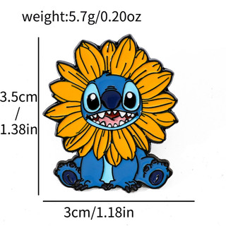 4 Cái / bộ ‌Hoa Hướng Dương Stitch Bunny Tai Stitch Hợp Kim Pin Hoạt Hình Kim Loại Thổ Cẩm Cho Túi Mũ Sinh Viên