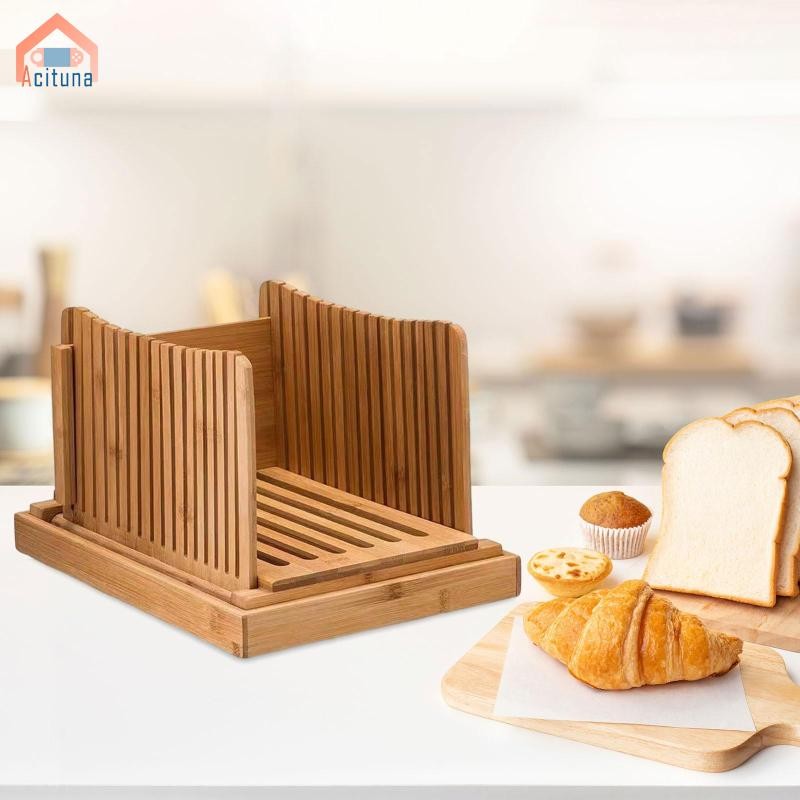 Máy thái bánh mì Trang trí bằng gỗ Có thể gập lại Tiết kiệm không gian đa chức năng với phụ kiện khay vụn để cắt lát nướng bánh nhà bếp