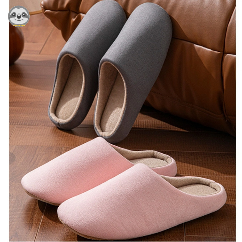 Phong cách Nhật Bản Muji Style / Dép cotton Baotou nam nữ / Dép cotton thoáng khí chống trượt / Dép ấm áp ngoài trời tại nhà