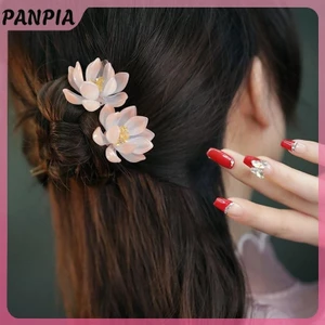 PANPIA- - Cặp Kẹp Tóc Vintage Hoa Sen Tráng Miệng Tiara, Phụ Kiện Tóc Retro
