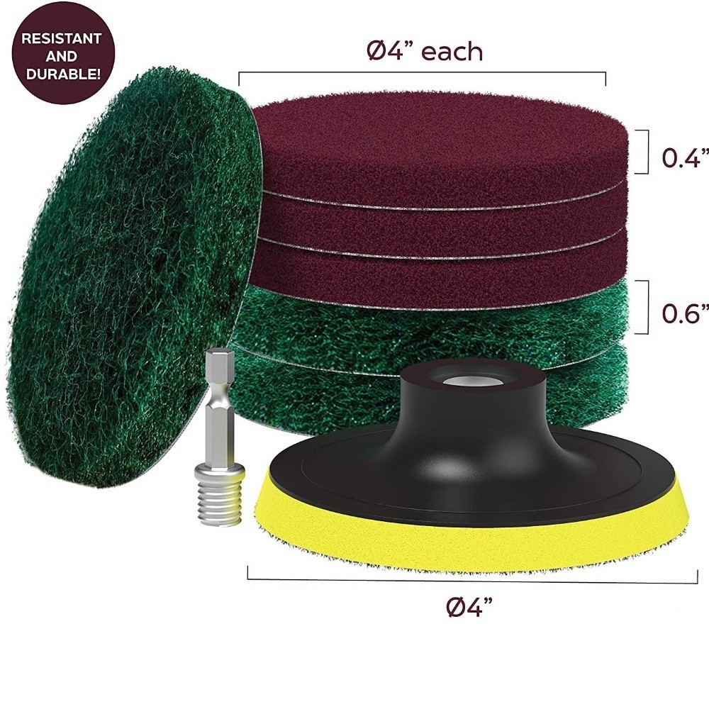 SHUPUN 8 Cái / bộ Máy chà sàn điện, Dụng cụ chi tiết Bộ bàn chải khoan điện 4 Inch, Miếng đánh bóng Miếng chà sàn Làm sạch sâu Bộ dụng cụ làm sạch gạch