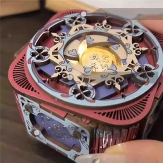 Quà tặng cặp đôi đầy màu sắc DIY Hộp nhạc lắp ráp bằng gỗ Hộp quà tặng 3D Mô hình ba chiều Máy móc gỗ ngọt ngào