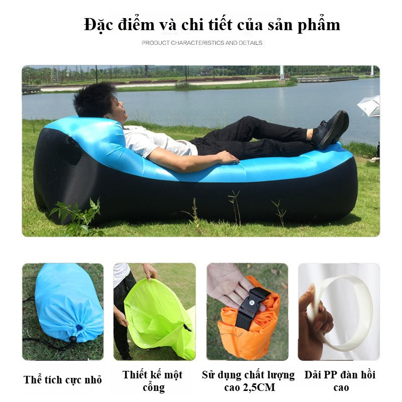 Inflatable ngoài trời lười biếng Sofa mềm mại thoải mái rất nhẹ có thể gập lại thiết kế gối đầu