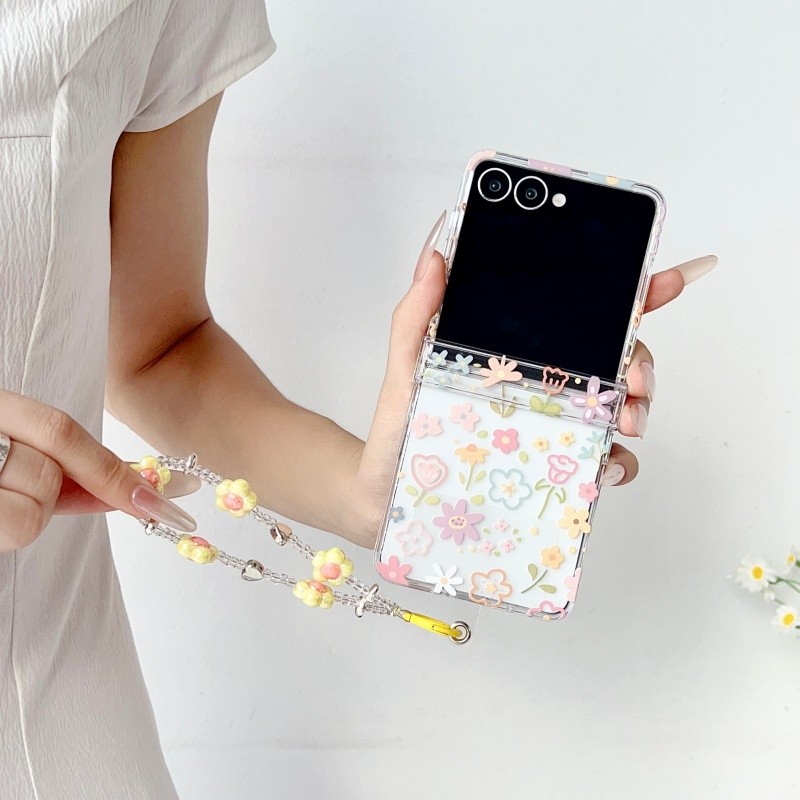 Thích Hợp Cho Samsung Galaxy ZFlip7 5G Đường Trong Suốt Hoa Tươi Và Tinh Tế Vỏ Điện Thoại ZFlip5 Zflip6 Dây Gấp Vỏ Cho zflip4 N3Flip MixFlip 2 Vỏ Bảo Vệ Cứng