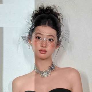 Mới Cô Dâu Mũ Sang Trọng Pháp Đen Kẹp Tóc Veil Bộ