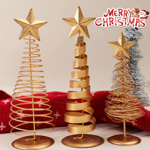 Trang trí cây thông Noel bằng sắt vàng Phong cách cổ điển Bắc Âu, Trang trí chống gỉ có thể gập lại cho bữa tiệc văn phòng tại nhà, 3 kiểu có sẵn Không lắp ráp