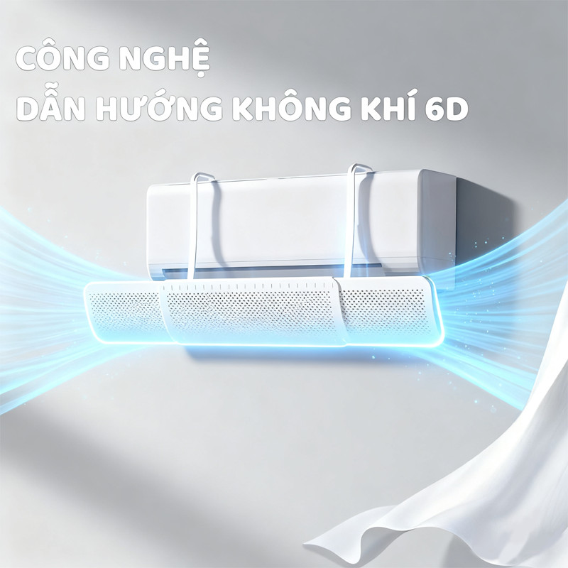 Tấm Chắn Gió Điều Hòa 3 Cánh Xoay 180° Đa Chiều, Điều Chỉnh Kích Thước, Chống Gió Thổi Thẳng