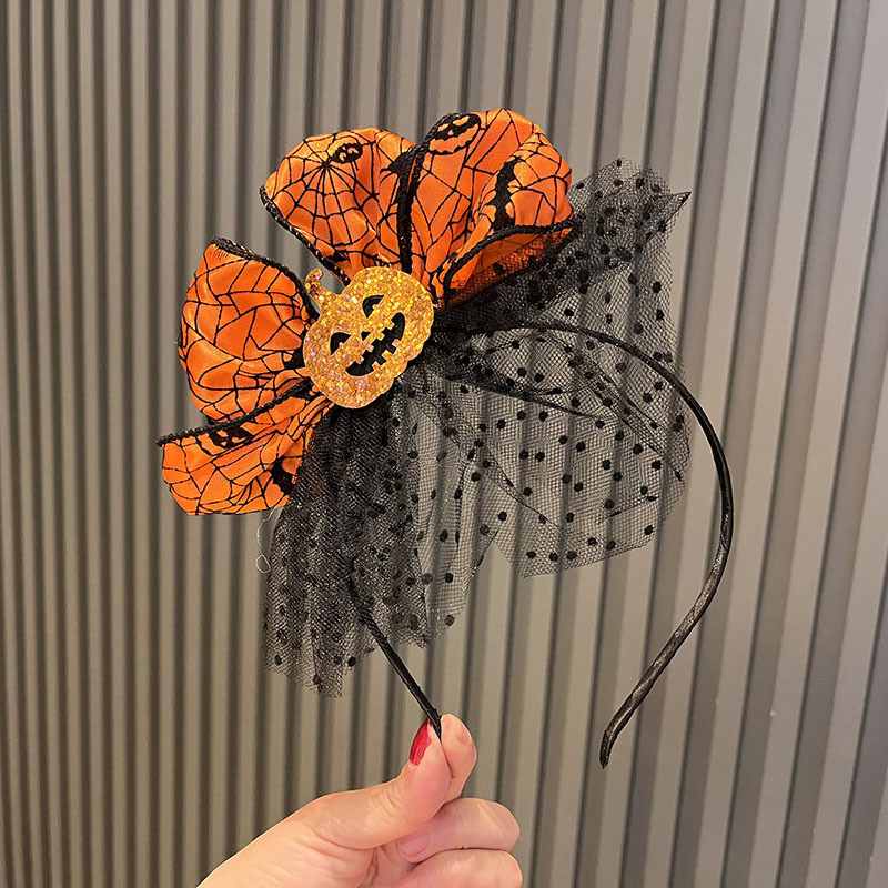 Halloween Trẻ Em Đầu Cam Nơ Kẹp Tóc Ngộ nghĩnh Phù Thủy Phụ Kiện Tóc Hoạt Hình Trẻ Em Băng Đô Bán Buôn 25.9.25