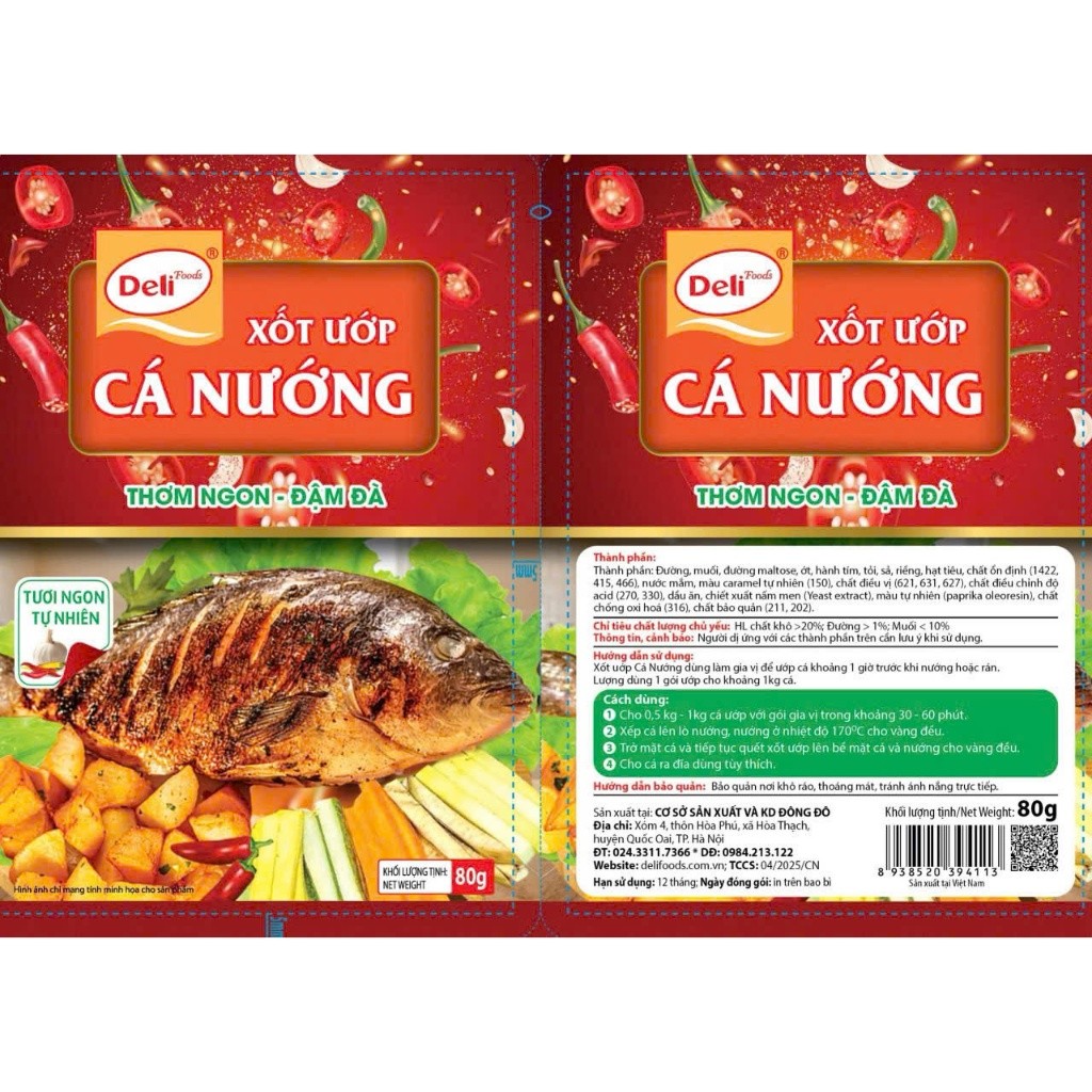 Combo Xốt ướp cá nướng Deli Foods 80g – Gia vị nêm sẵn tiện lợi, đậm vị tự nhiên, ngon chuẩn vị