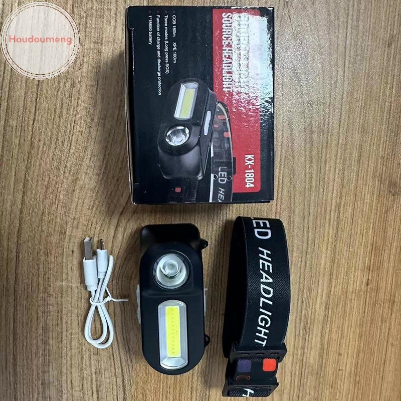 Cổng Usb đa chức năng Hodou Đèn pha có thể sạc lại Cob Đèn pin khẩn cấp ngoài trời Đèn câu cá VN
