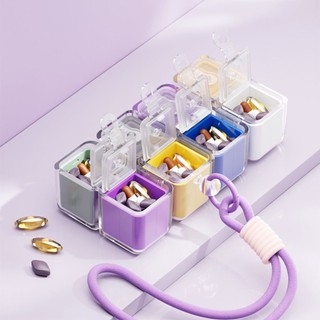 Hộp Đựng Thuốc Chia Ngăn Mini 6 Ô Hình Magic Cube, Hộp Đựng Thuốc Viên 7 Ngày Chống Ẩm Tiện Lợi