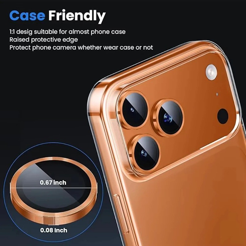 Hợp Kim Nhôm Định Vị Mắt Đại Bàng Ống Kính Phim Cho Apple iPhone 17 Pro Max Vòng Kim Loại Bảo Vệ Camera Cho iPhone 17Pro Max 17ProMax Điện Thoại Mặt Sau Ống Kính Kính Kính Chống Vân Tay