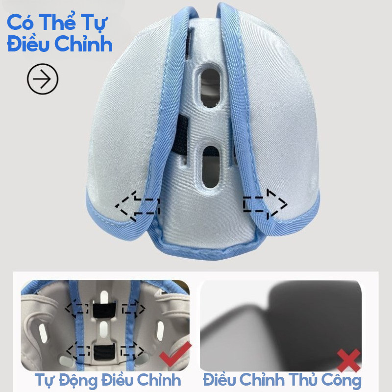 Nón Bảo Hiểm Trẻ Em Chống Ngã Điều Chỉnh Vòng Đầu, Bảo Vệ 360°, Siêu Nhẹ Thoáng Khí, nón cho bé tập bò, tập đi, vận động