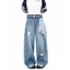Quần Jean Nam TIANLESIWEI, Thiết Kế Graffiti Denim, Phom Chân Thẳng Rộng Hơi Loe