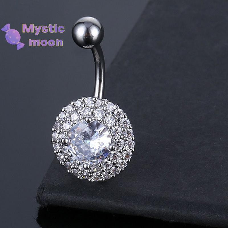 Nhẫn rốn pierce hoa zircon bằng thép không gỉ - Kích cỡ 60-100mm (Mới)