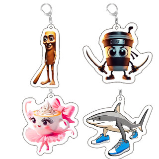 Italian Brainrot Funny Acrylic Animal Keychains Ring Bag Car Women Men Jewelry Children Pendant Jewelry Accessory
