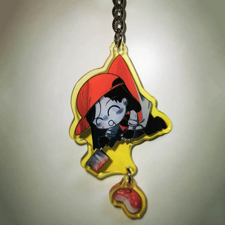 Anime Yi Xi Butcher Vanity Cosplay Keychain Acrylic Pendant Keyring Two-sided Key Chain Bag Accessories Halloween Orname
