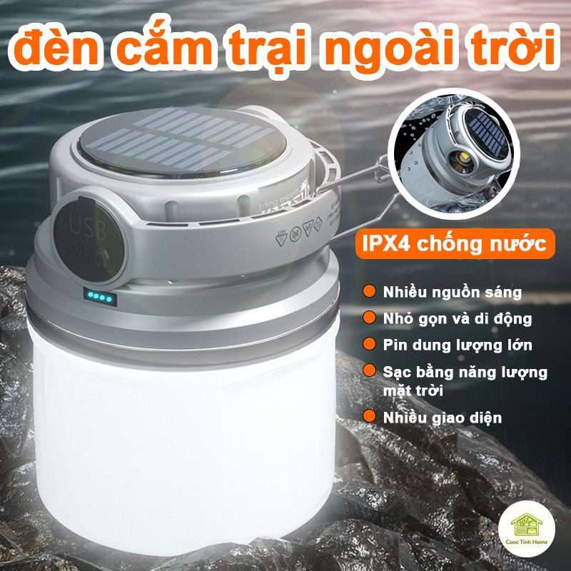 Đèn LED Camping Tích Điện Ngoài Trời – Ánh Sáng Trắng Siêu Sáng, Sạc USB, Thiết Kế Hiện Đại Dễ Mang Theo