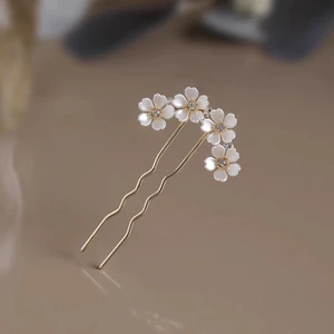 Kẹp tóc Mori phong cách Trung Hoa, retro với ngọc trai và sóng hoa, đơn giản và thời thượng