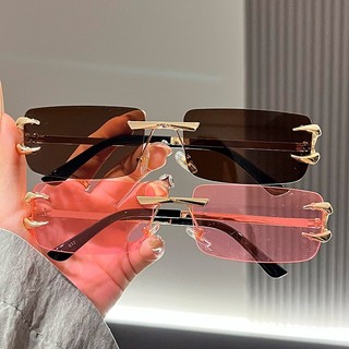 Kính mát hình chữ nhật UV400, không viền - Phong cách cổ điển cho nam