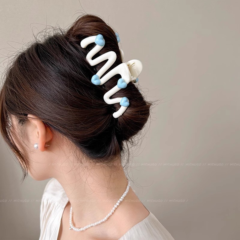 Kẹp Tóc Sóng Trái Tim Acrylic - Kẹp Tóc Nữ Cho Nữ Và Bé Gái