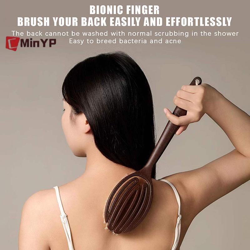 CMinYP 1 Cái Bàn Chải Massage Toàn Thân 2 Trong 1 Tay Cầm Dài Ba Chà Lông Dừa Tự Nhiên Ướt Khô Bàn Chải Tắm Glory