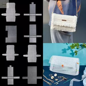 Túi AWNGD Tấm lưới cố định, Vải lưới nhựa dệt màu trắng thủ công, Túi dệt kim thủ công bằng nhựa cầm tay Phụ kiện túi