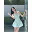 Đầm dạ hội cổ chữ V phong cách kỳ nghỉ bên bờ biển Váy dạ hội cổ chữ V Hot Girl Gợi cảm Váy phồng hoa eo hẹp mùa hè