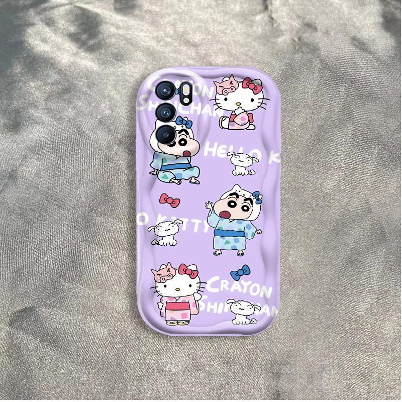 Ốp Silicon Hoạt Hình Cho OPPO A16 A16S A16K 3D Bé Gái Vỏ Điện Thoại Mềm TPU Kitty Crayon Shin-chan Ốp Lưng Chống Sốc Học Sinh