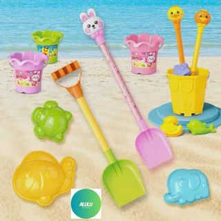 Bộ Đồ Chơi Xúc Cát Đi Biển Nhiều ct Thỏ Hồng Cho Bé Gái, Xe Rùa Xô Xẻng Nhựa ABS An Toàn, Đồ Chơi Cho Bé 2-8 Tuổi